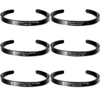 Bangle Stainless Steel Black Metal Bracelet Fashion Holiday Small Gift Inspirational Phrase Lettering Charm
