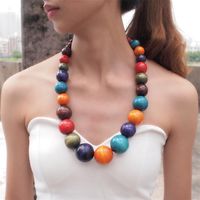 Manilai mode bohemia färgglada unika träpärlor överdrivna halsband för kvinnor uttalande smycken tillbehör 211015