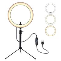 Flash Heads 10 Inch LED Ring Light Extendable Tripod Stand 3 Modes Brightness Levels For Live Stream Makeup YouTube Video