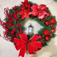 Flores decorativas grinaldas de natal festão arranjo ornamento spruce porta festa pendurado luz com casa LED frente wreach w3t8