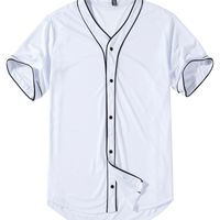 المتناثرة الصلبة جيرسي تي شيرت قصيرة الأكمام شارع الهيب هوب البيسبول أعلى قمصان زر سترة أسود أبيض رياضة قميص Y200824