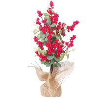 Dekoratif Çiçekler Çelenk Berry Yapay Çiçek Sahte Kırmızı Çilek Meyve Süsler Buket Noel 40 cm Simülasyon Köpük Dekor Ağacı için