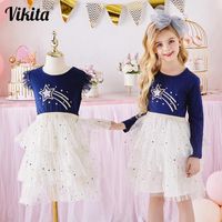 Girl's Dresses VIKITA Girls Princess Dress Toddlers Starry Sequins Kids Birthday Party Gown Children Spring Autumn Clothes