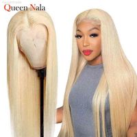 613 Brésilien Droit Heart Hu Hair S Blonde Pour Femmes Perruque de dentelle transparente avec des cheveux naturels