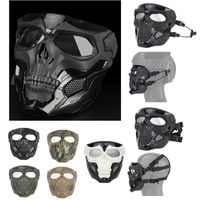 Skull Mask Paintball Shooting Protecção de rosto Equipamento tático Tactical Capacete de capacete lateral do trilho lateral Fivela de fivela com faixa de cabeça NO03-312