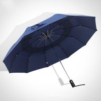 Şemsiye Çift Katmanlı Büyük 10 K Rüzgar Geçirmez 3 Folding Şemsiye Yağmur Kadın Erkek Iş Erkek Koyu Izgara Paraguas Aile Seyahat Şemsiye