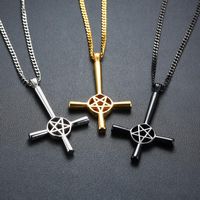 Pingente Colares Zorcvis 2021 Invertido Cross Pentagram Estrela Colar Para Homens Aço Inoxidável Lúcifer Satann Male Jóias