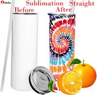 US Stock Sublimation Tumblers 20 Oz Stainless Steel Straight Blank Mugs white Tumbler with Lid and Straw for Heat Transfer DIY Gift Coffee Mug Bottlle