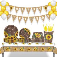 Dince per le stoviglie usa e getta Spring Flower Sunflowers oh baby party tavoli set di piastre tazze palloncini di tessuto globos decori di compleanno