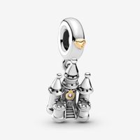 Neue Ankunft 100% 925 Sterling Silber Zweifarbige Burg Baumeln Charme Fit Original Europäischen Charme Armband Modeschmuck Zubehör