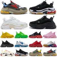 Designer Triple S Casual Shoes Clear Sole Men Women Luxury Sneakers Chaussures 17FW Paris vintage Dad shoe Crystal Bottom White Black Cream Pink Volt Red 36-45