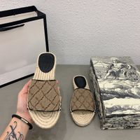 2021 mulheres couro espadrille sandal slidal designer de sandália plataforma de corda de couro real plataforma dupla hardware outdoor beach slides com caixa