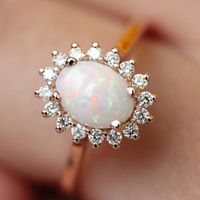 Cluster Ringen 14k Rose Gold Color Opal Gemstones Zirkoon Diamanten voor Dames Sieraden Vintage Mode Bijoux Bague Party Accessoire Geschenken