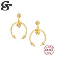 GS New Arc Earrings 925 Sterling Silver Piercing Stud Ear Rings for Women Female Lady Girl Party Wedding Banquet Anniversary
