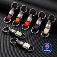 Keychains Keychain For SAAB 93 95 9-3 900 9000 Car Metal Leather Key Chain With Logo Keys Creative Handmade Gift