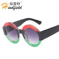 Lunettes de soleil est surdimensionné rond femmes designer rouge vert lunettes de soleil femelles vintage nuances lunettes
