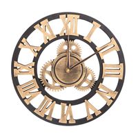 벽시계 산업용 기어 시계 장식 스타일 (배터리가없는 30cm 황금 선적)