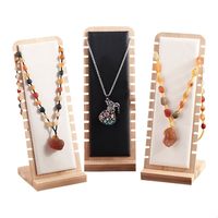 Bamboo Jewelry Display Collection Necklace Stand Bracelets Pendant Storage Shelf Holder Showcase Organizer 211105