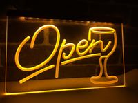Lb536 -Script Open Glass Cocktails Bar Led Neon Light Sign Home Decor Crafts