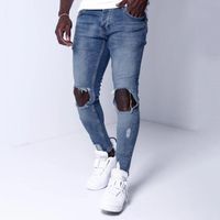 Мужские джинсы мужские летние повседневные бодибилдинг карманные джинсовые отверстие спортивные полнометражные брюки мужская одежда Vaqueros de Hombre Pantalon Homme