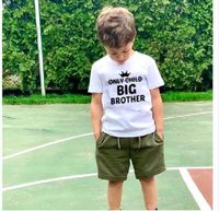 Children Boys Short Sleeve T Shirt Crown Only Child Big Brother Tee Tops Clothes White Casual Kids Tshirt
