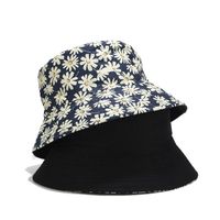 Chapeau large chapeau chapeau chapeau petit chrysanthemum femmes piste de pêcheur imprimant soleil double face