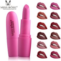 Miss Rose Lipstick Gloss Matte Wodoodporna aksamitna warga Kij 25 Kolory Sexy Czerwone Brązowe Pigmenty Makeup Beauty Lips