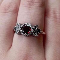 Witch Ring Moon Mysterious Guardian Against Dark Magic Anniversary Gifts Bride Wedding Engagement Rings Size 6-10