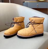 2021 Frauen Kissen Flat Down Schuhe Designer Platform Stiefeletten Top Qualität Winterdruck Falt Eiderdown Schnüre Schneestiefel mit Kiste 330