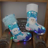 Decoraciones de Navidad Linda Resplandor de Medios Dibujos animados Santa Claus Snowman Sock Candy Regalo Bolsa de almacenamiento Árbol Colgante Casa