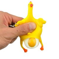 La novedad de la cadena Tricky Juguetes de pollo y huevos clave blando que exprime el juguete divertido lindo (Color: Amarillo) ALI