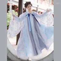 Stage Wear Chinese Hanfu Women/Ladies/Girls Cosplay Costume Blue Set Ancient Goddes Clothes Folk Dance Fairy Dress Outfit BL43811