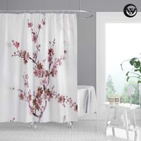 Shower Curtains Eco Friendly Curtain Bath Mat Set Printed Ink And Wash Winter Plum Blossom Landscape Polyester Bathtub 3Pc Cover