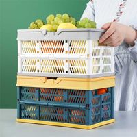 Large Plastic Foldable Storage Basket Kitchen Fruit Toy Holder Bathroom Cosmetic Container Shelf Organizers Home Car Folding Box 220118