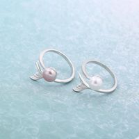 Cluster Rings 2021 Arrival Sterling Silver Mermaid Tail Freshwater Pearl Ring Woman 925 Adjustable Mounts Fit 6-8mm Bead