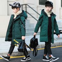어린이 의류 소년 겨울 아래로 자켓 패션 키즈 두꺼운 긴 코트 후드가 일회용 방풍기 5-15 세 추세 겉옷