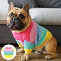 Christmas Dog Clothes Winter Warm Dog Sweaters for Small Dogs Rainbow Knitted Pet Clothes for French Bulldog Dachshund Luxury 211021