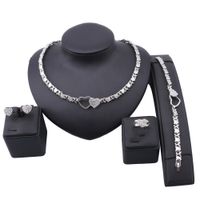 Women African Beads Jewelry Sets Heart Crystal Necklace Earr...