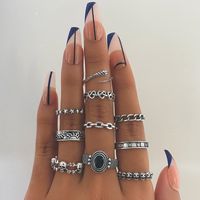 Ifmia Vintage Silver Color 10 PCs / Set Snake Coração articulação para as mulheres 2021 tendência estrela feminina star crânio anéis punk jóias