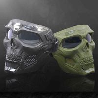 Cool Skull Motorcycle Face Mask with Goggles Detachable Modular Glasses Mask for Vintage Open Face Motorcycle Helmet Ski Goggles Y1119