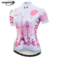 Weimostar فرنسا فريق المرأة الدراجات جيرسي الوردي برج إيفل دراجة طريق الملابس MTB دراجة قميص روبا ciclismo1