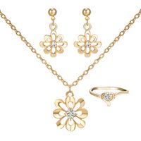 Mulheres elegantes conjunto de jóias de ouro cor de cor pingente colares brincos anéis conjunto bonito noiva acessórios de casamento jóias presente