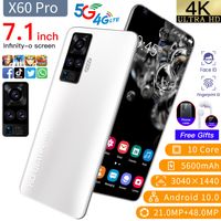 2022 Fashion Phone X60 Pro MTK6580 Real 6core 6.8inch smartphone 3G 4G HD Full Screen 1GB+8GB(show 12GB+512GB) 5MP +8MP mobile phone 3000mAh android 6.0