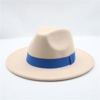 women hats felted fedora wide brim belt ribbon band solid cl...