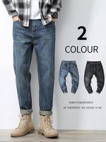 Männer Jeans Männer Hosen Herbst und Winter Casual Straight Chic Plus Fleece Black Bekleidung 2021 Hose
