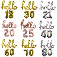 Gold Silver Hello Foil Balloons with 16inch Number Balloon B...