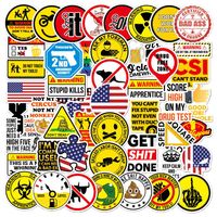 50 adet Paketi Kask Mark Çıkartmalar Araç Kutusu Bayrağı Uyarı Karikatür Grafiti Sanayi Motosiklet Sticker Motosiklet Çıkartmaları