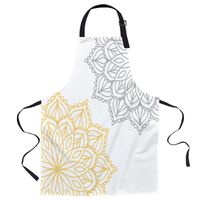 Önlükler Özet Mandala Çiçek Beyaz Baskılı Mutfak Yemek Pişirme Pişirme Tuval Kadınlar İçin Kil Halen Çocuklar Çocuk Ev Delantal Cocina