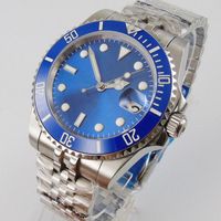 Relojes de pulsera estéril Japón NH35 Mecánico Azul Hombres Reloj Jubileo Pulsera Zaphire Crystal Ceramic Bezel Insert