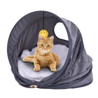 Katt leksaker multifunktionella vikbara husdjur tält säng hus slott nestrulle tunnel leksak med mjuka kuddar hängande bell boll
